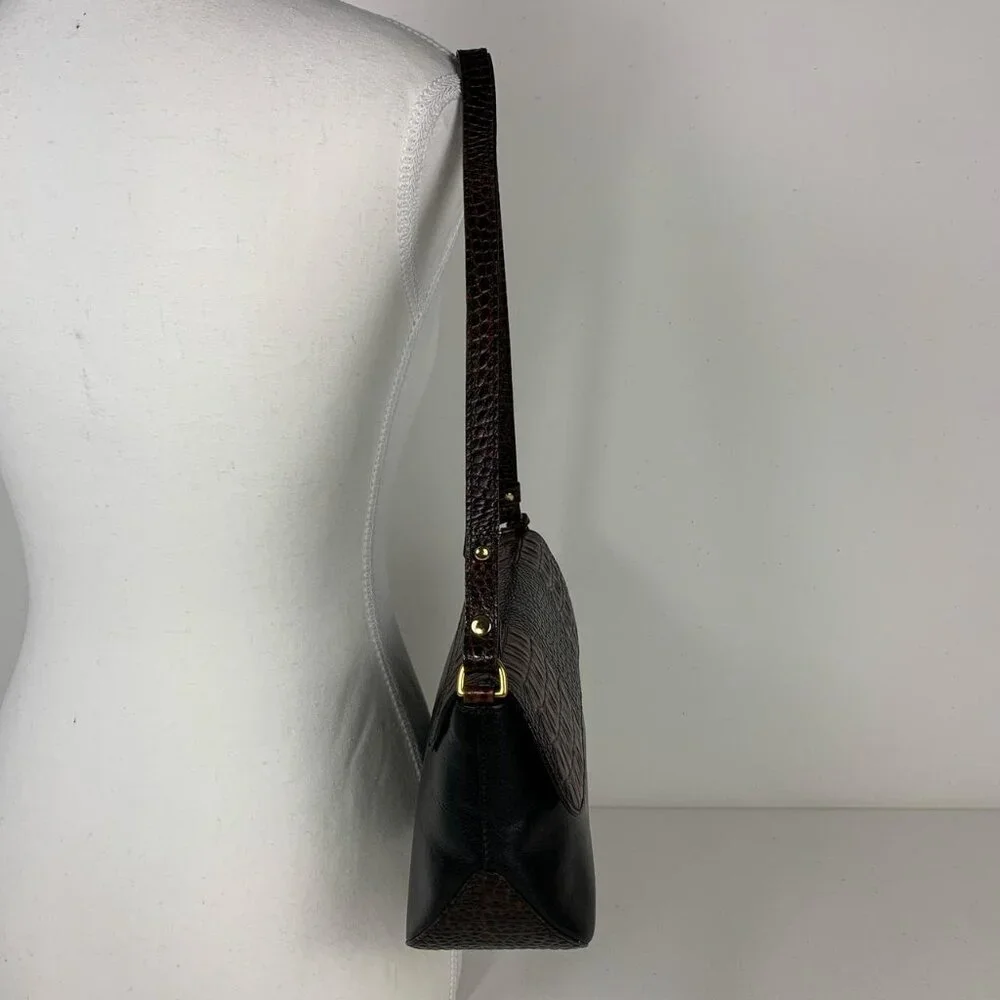 Brahmin Elegant Brown & Black Leather Crossbody Bag - Picture 4 of 8